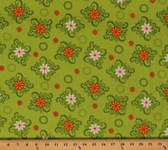 Mystic Forest Medallions Green Flowers Cotton Fabric Print by Yard D783.47 - £7.86 GBP