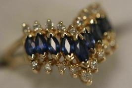 14K Yellow Gold Over Sapphire Diamond Art Deco Ballerina Victorian Ring 2.50Ct - £74.11 GBP