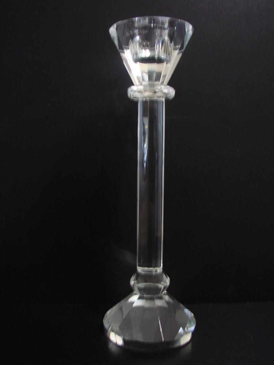 Gorgeous Elegant Genuine Crystal Glass Taper Candle Holder 9" High  - £9.58 GBP