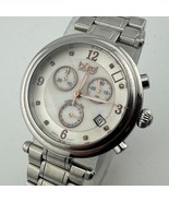 Burgi Quartz Watch Women 30m Silver Steel Diamonds Chronograph Date New ... - $32.29