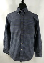 Chaps Mens Large Slim Fit Button Up Long Sleeve Shirt Black Purple Stripe Casual - £14.46 GBP