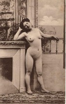 Original ~ 1910 French Postcard: Standing nude near fireplace - £34.95 GBP