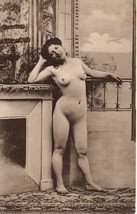 Original ~ 1910 French Postcard: Standing nude near fireplace - $848.21 MXN