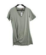 n:Philanthrophy Sage Green V Neck T-Shirt Dress Twist Hem Medium New - $37.74