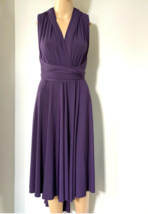 Dessy Purple Jersey Collection Convertible Wrap Tie Cocktail Dress Size ... - $68.39