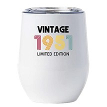 Vintage 1951 Color Wine Glass Tumbler With Lid 12oz Gift for Women, Men ... - £18.10 GBP