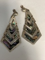 925 Sterling Silver Paua Or Abalone Mexican Earrings - £22.03 GBP