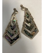 925 STERLING SILVER PAUA OR ABALONE MEXICAN EARRINGS - $27.67