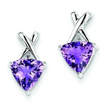 Sterling Silver Rhodium Plated Amethyst White Topaz Post Earrings Jewerly - £82.56 GBP