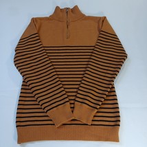 Coofandy Women&#39;s Orange &amp; Black Stripes 1/4 Zip Pullover Sweater Size Me... - €19,48 EUR