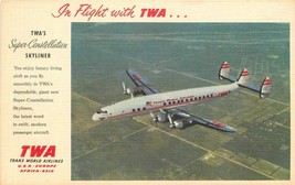 Advertising airlines TWA World 1940s Postcard 21-5446 - $10.36