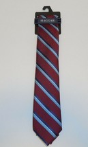 Haggar Dress Tie Mens Burgundy Blue New Polyester Striped - £19.60 GBP