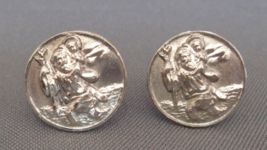 Vintage Creed St Christopher Sterling Silver Cuff Links Catholic Saint of Travel - £27.35 GBP