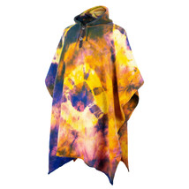 Llama Wool Unisex South American Poncho Pullover Jacket Abstract YELLOW-BLUE - £62.09 GBP