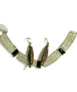 Necklace Pierced Earrings Set Brown Tortoise Shell Resin Beads Silverton... - £16.69 GBP