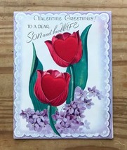 Ephemera Vintage Rust Craft Valentines Card Satin Heart Roses Forget Me ... - $6.93
