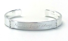 Mary Kay Matte Silver Tone Soar On Silver Wings Crystal Cuff Bracelet - £11.64 GBP