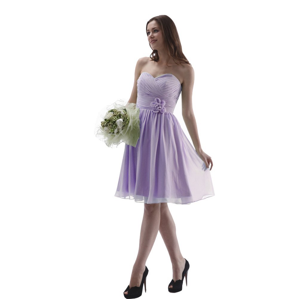 Kivary Women's Chiffon Sweetheart Floral Short Beach Bridesmaid Dresses Lilac US