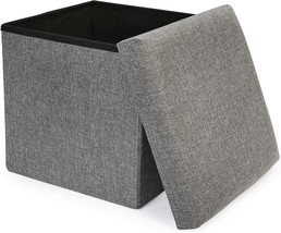 LotFancy Storage Ottoman Cube, Folding Ottoman Seat, Square Ottoman with Lid for - £30.29 GBP