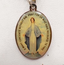 Mary Conceived Without Sin Religious Medallion Pendant w/ Chain - £11.69 GBP