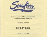 Serafina Broadway Menu 55th &amp; Broadway New York City  - £14.01 GBP
