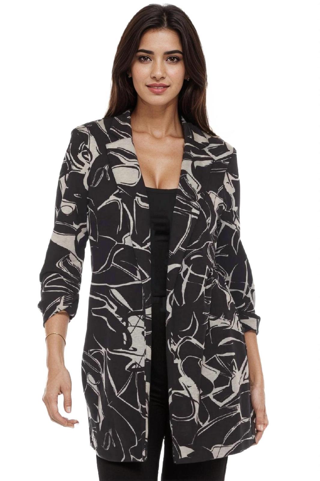 Joseph Ribkoff abstract open front longline blazer Beige - $88.11+