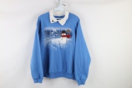 Vintage 90s Streetwear Womens Large Faded Winter Snowman Collared Sweats... - $44.50