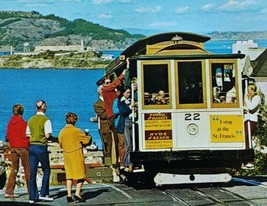 c1960 San Francisco Hill Cable Car Hyde Street Hill Alcatraz CA Vintage Postcard - £14.56 GBP