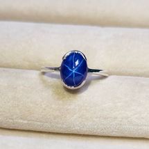 Blue Star Sapphire Ring Engagement Handmade 925 Sterling Silver Sapphire Ring - £26.89 GBP