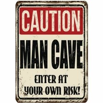 Caution Man Cave Enter At Your Own Risk! - Metal Sign - Mark Your Territory! - £4.77 GBP