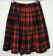 Vtg 50s Plaid Tartan Wool Pleated Skirt New Wool England Joseph Horne 22&quot; Waist - £11.82 GBP