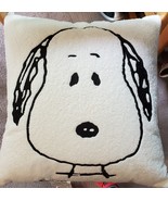 NWT Peanuts Snoopy SHERPA embroidered throw pillow 18 x 18&quot; Nourison Home - £36.10 GBP