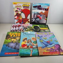 Coloring Book Lot of 9 Tough Trucks Jungle Tales Under The Sea Hulk Spiderman ++ - £14.83 GBP