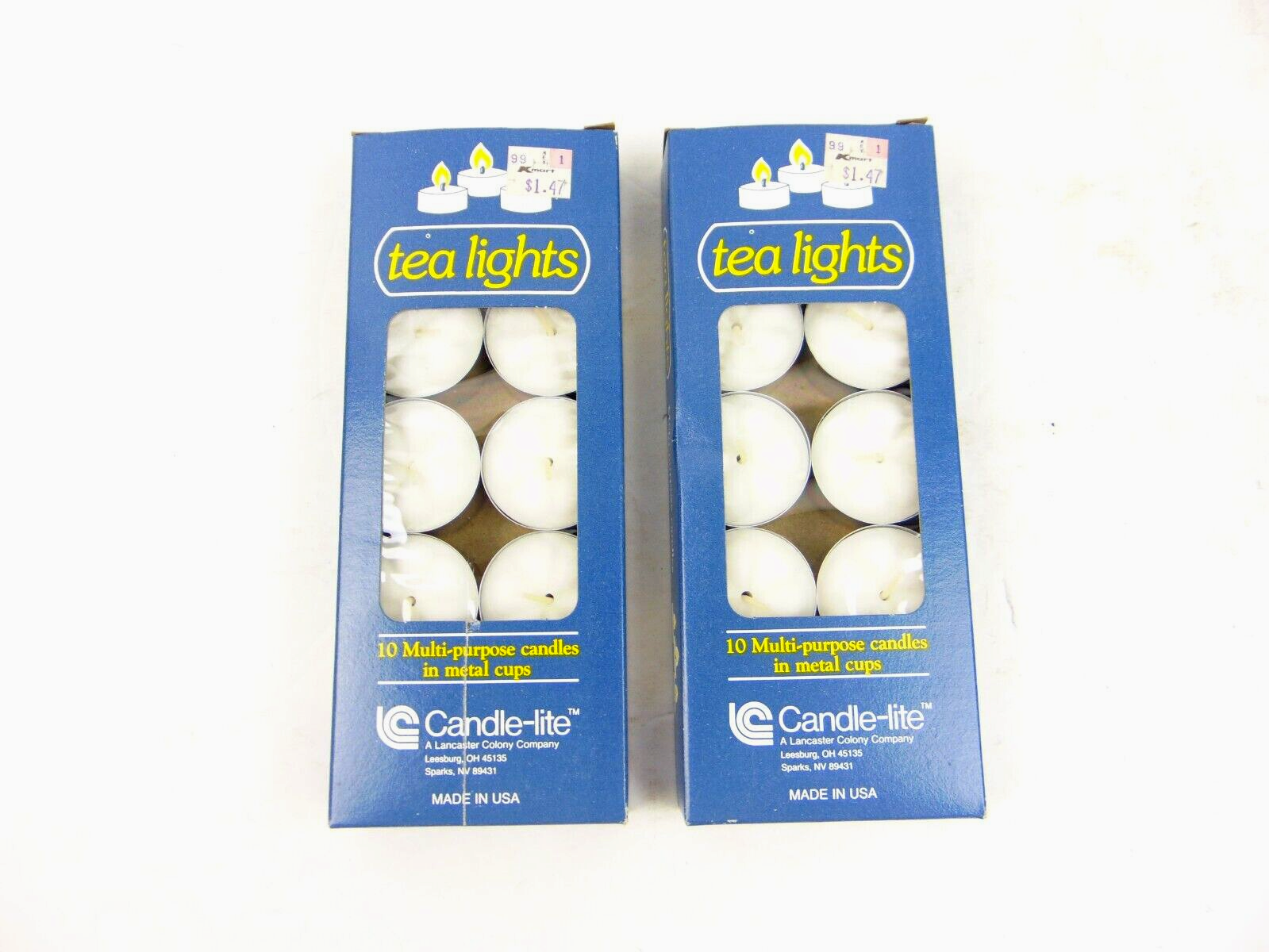 Primary image for Vintage Candle Lite White Tea Light Candles 10 Unscented Lot Of 2