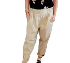 Vintage Womens Paperbag Highwaisted Pants Trousers Khaki Beige Sz Large - £22.34 GBP