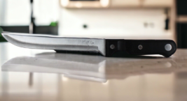 Faberware 8 Inch Stainless Steel Knife with Black Handle 5&quot; Tang - 3 Rivets - $11.31