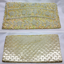 La Regale Yellow-Golden Beaded Handbag Purse Evening Clutch Handmade in ... - $24.99