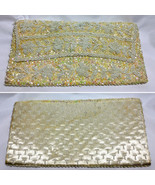 La Regale Yellow-Golden Beaded Handbag Purse Evening Clutch Handmade in ... - $24.99