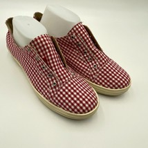 Aerosoles Womens Laceless Sneakers Size 11 Red White Check Cloth Slip On... - £19.39 GBP