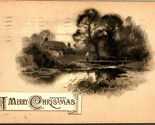 Cabin Scene Wood Bridge A Merry Christmas Embossed Winsch Back 1912 Post... - $3.91