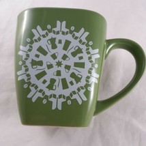 Starbucks Square Christmas Snowflake Coffee Mugs 2004 Red &amp; Green set of... - $23.75