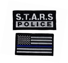 Stars Police Law Enforcement Thin Blue Line USA Flag Hook Patch (Bundle STL1) - £7.95 GBP