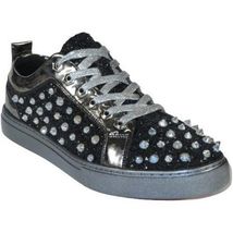 Mens Fancy Shoes By FIESSO AURELIO GARCIA, Spikes Rhine stones 2413 Black image 2