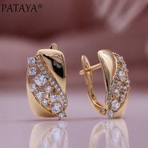 PATAYA New Hot Glossy Metal Earrings 585 Rose Gold Color Women Fashion Jewelry W - £9.20 GBP