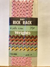 Vtg Wright&#39;s PINK Baby Rick Rack,4 Yds,Sealed,No iron,Polyester, PET RESCUE - $3.14