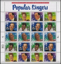 Popular Singers Sheet of Twenty 29 Cent Postage Stamps Scott 2849-2853 - £9.55 GBP