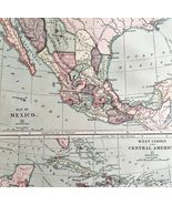 1879 Map Mexico West Indies Central America Victorian Geography 1st Ed D... - $111.53 CAD