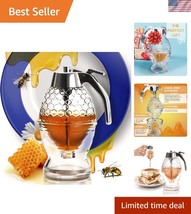 Durable No Drip Glass Honey Dispenser with Stylish Honeycomb Décor - 3.8... - $504.22 MXN