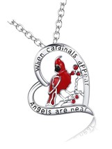 Necklace for Women, Red Cardinal With Heart for CZ - £26.06 GBP