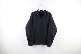 The North Face Mens Medium Spell Out Half Zip Fleece Pullover Sweater Black - $29.65